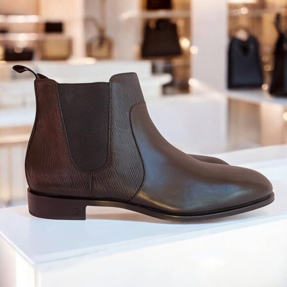 LOUIS VUITTON Wall Street Chelsea Epi Leather Black Boots Shoe Mens UK 11 US 12 - Picture 6 of 16